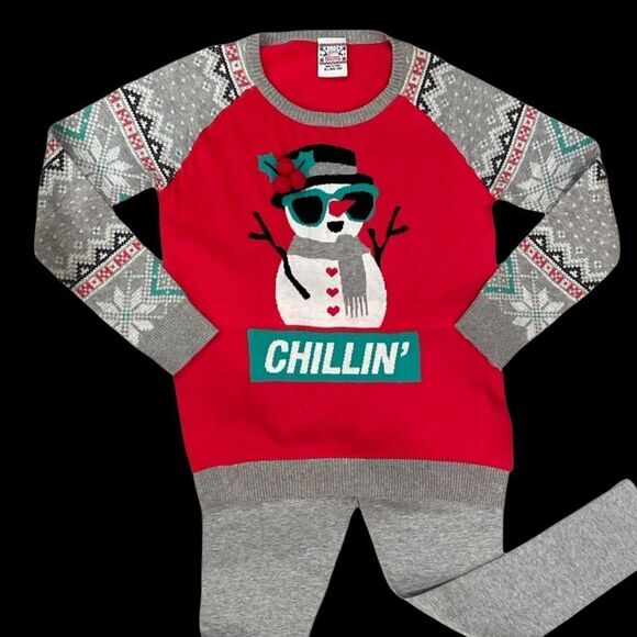 WELL WORN HOLIDAY SWEATER Size XL Unisex (14-16) Cool Snowman “CHILLIN’” - Picture 4 of 4